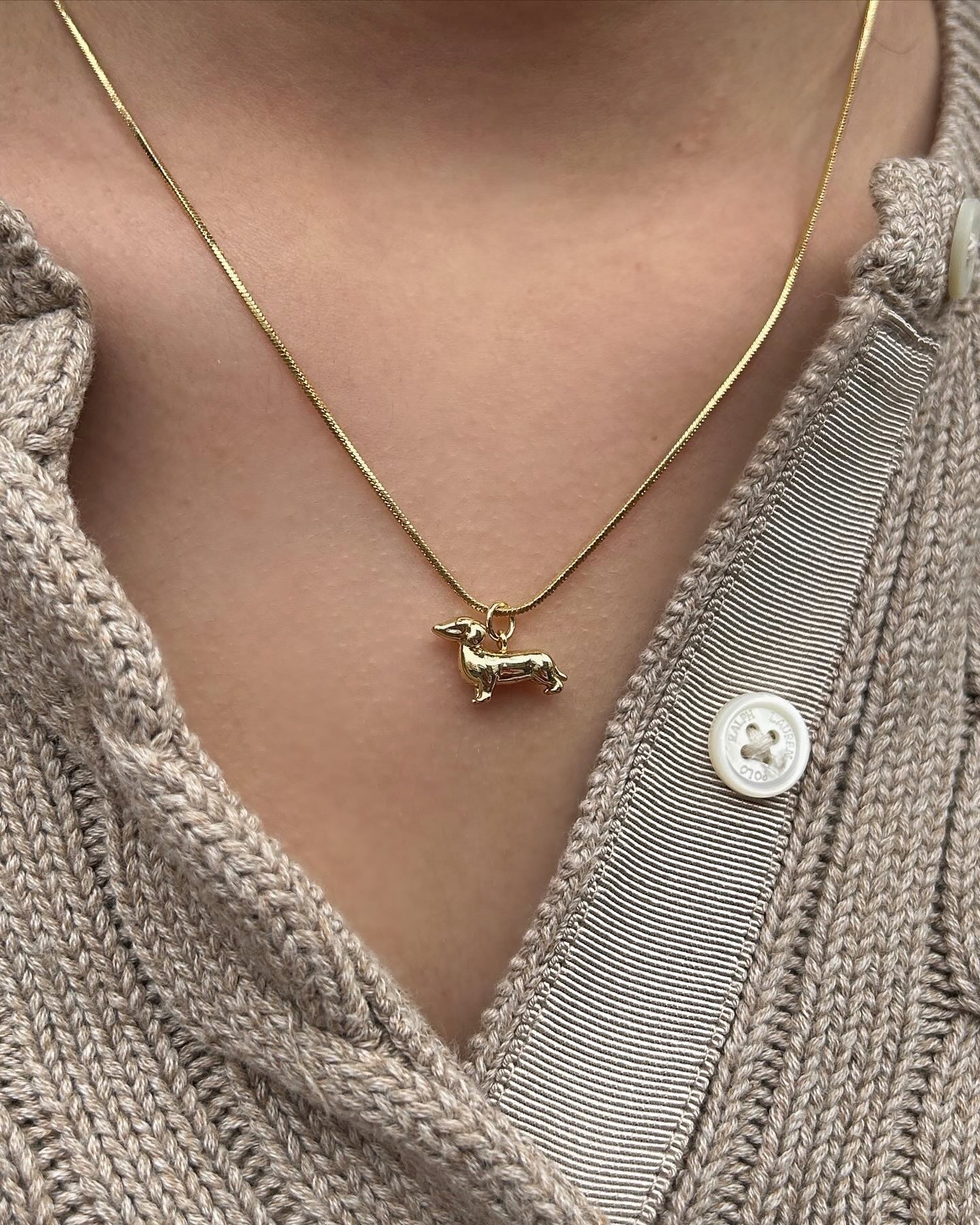 Charme Halskette Dackel 14 Karat Vergoldung/ Gold Platedo