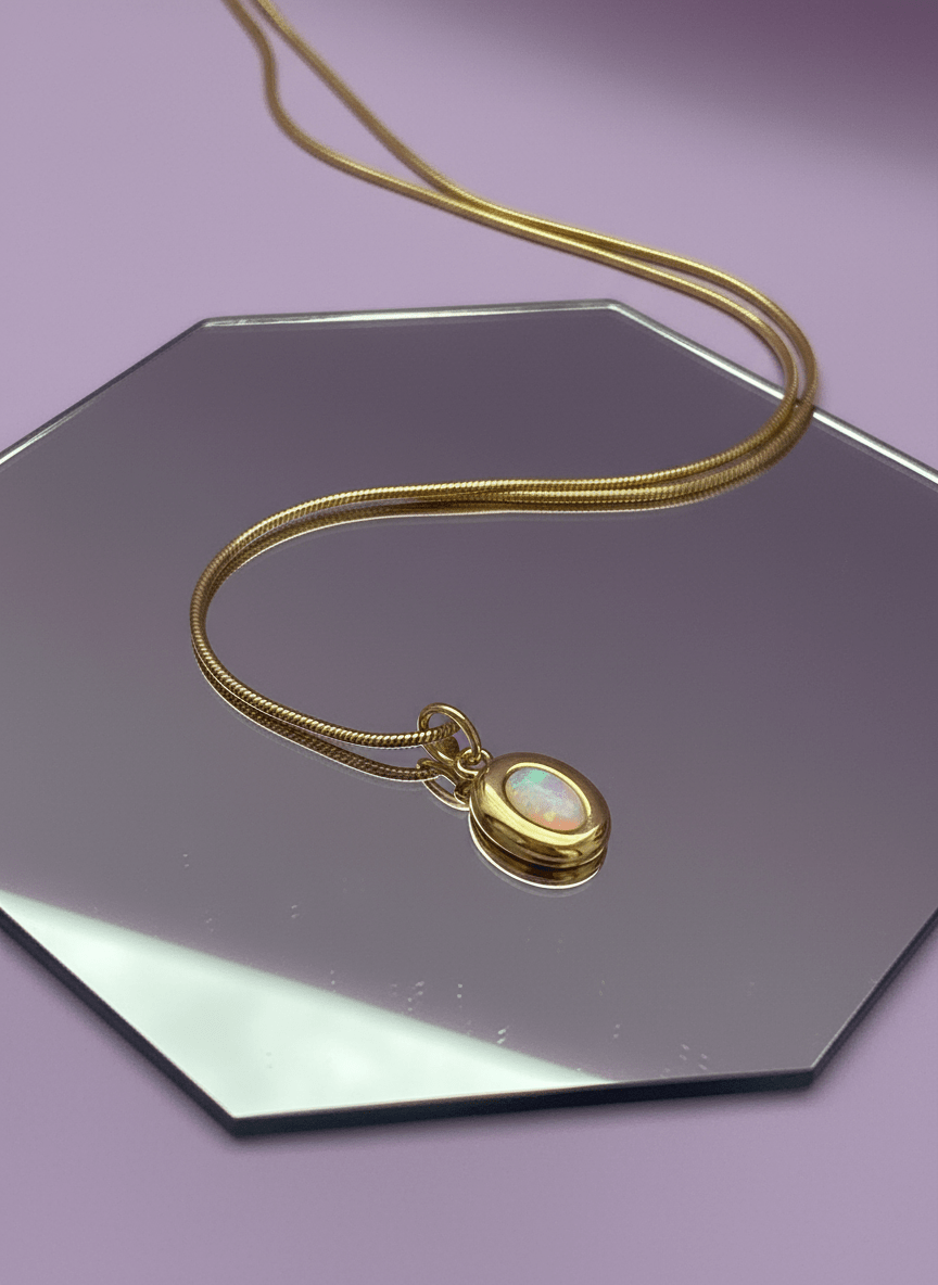 Charme Halskette Opal 14 Karat Vergoldung/ Gold Plated