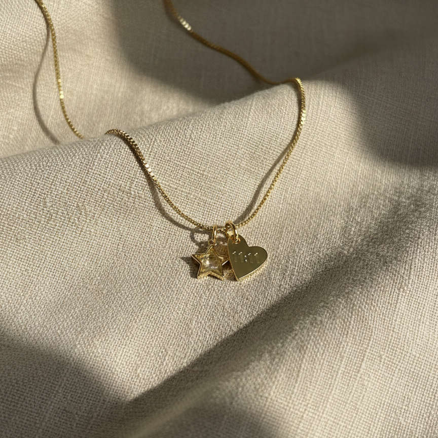 Golden Sign Halskette 11:11 - Edelstahl mit vergoldetem Engelszahl-Anhänger/ Golden Sign Necklace