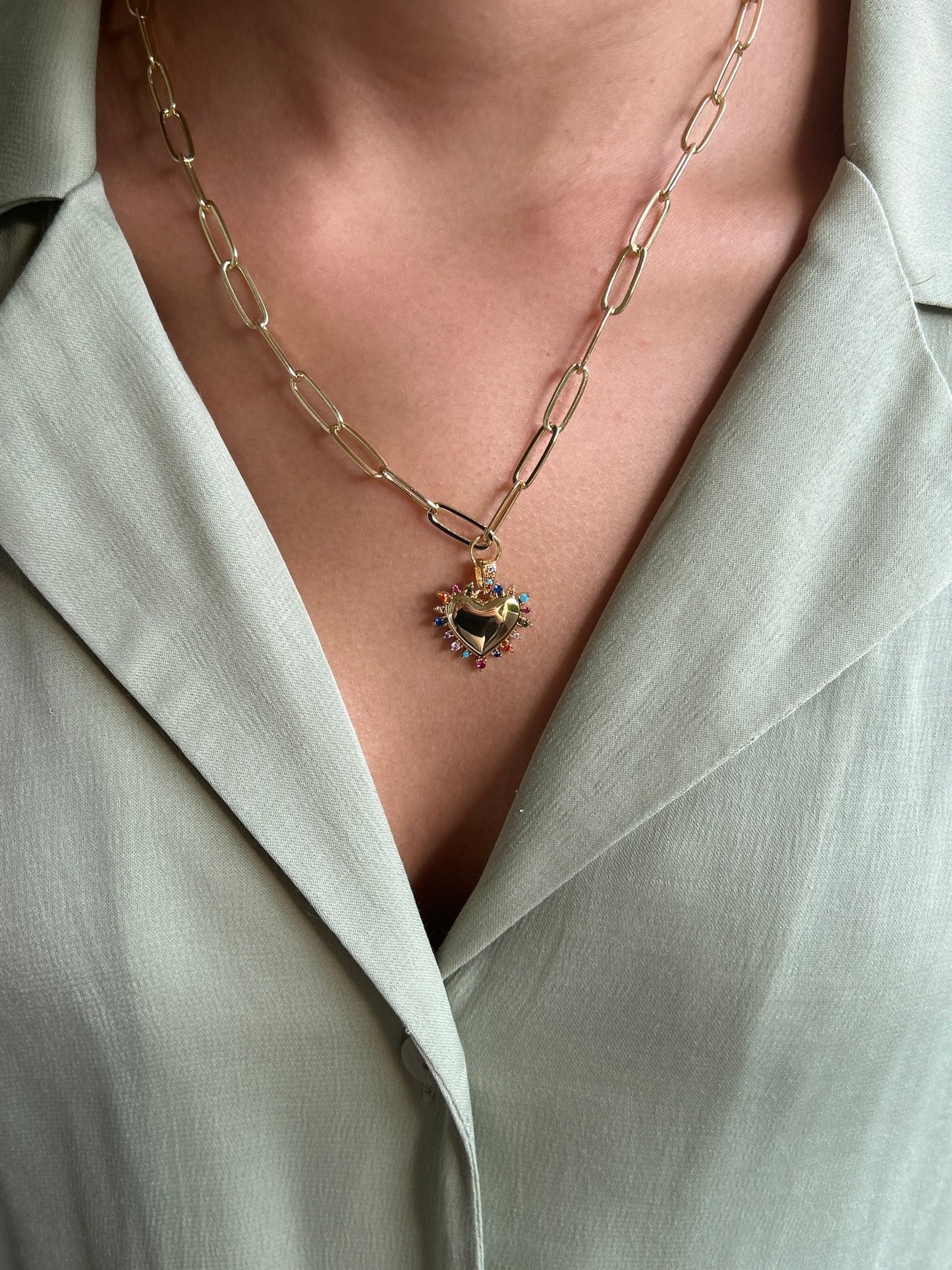 Exklusive Herz Halskette Louisa 14 Karat Vergoldung/ Gold Plated