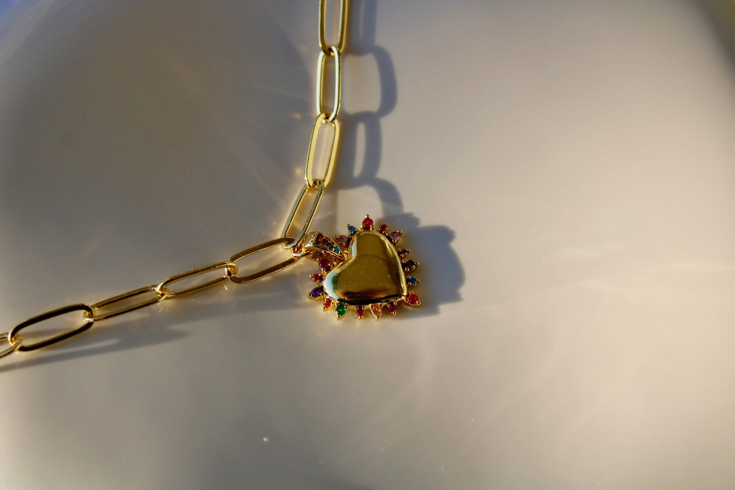Exklusive Herz Halskette Louisa 14 Karat Vergoldung/ Gold Plated