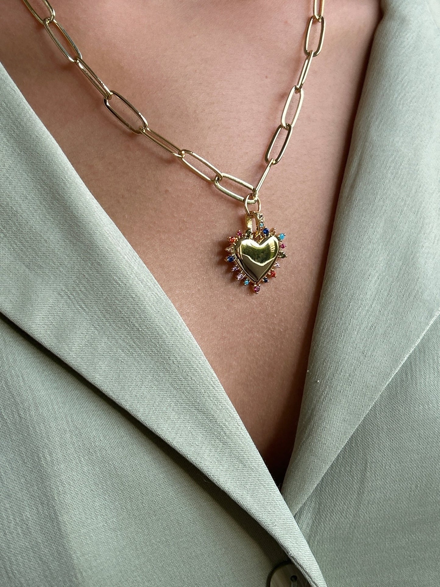Exklusive Herz Halskette Louisa 14 Karat Vergoldung/ Gold Plated