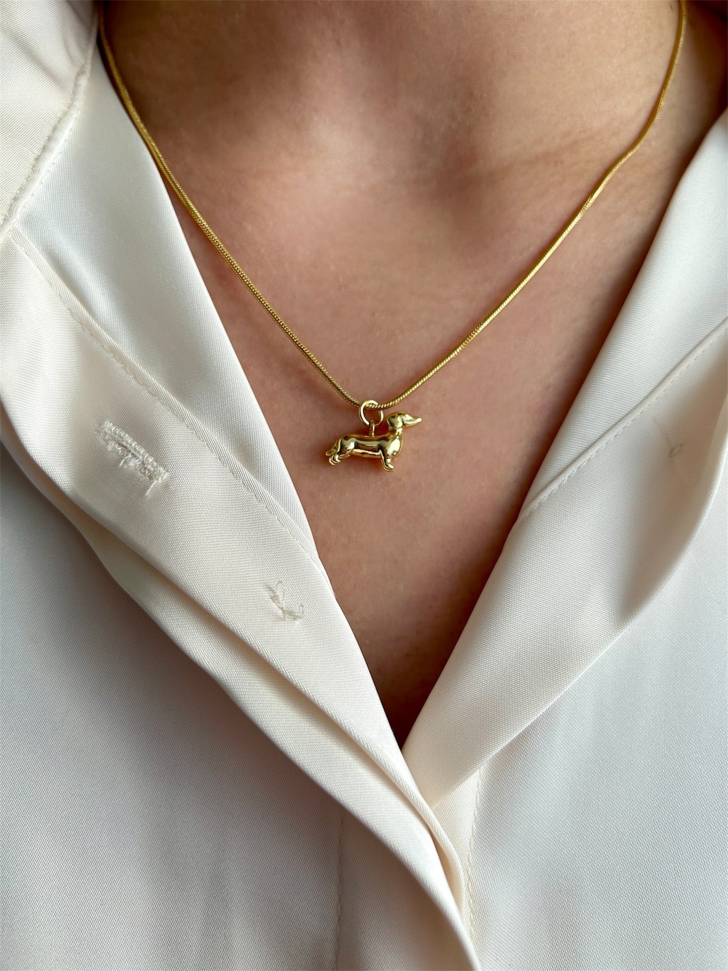 Charme Halskette Dackel 14 Karat Vergoldung/ Gold Platedo