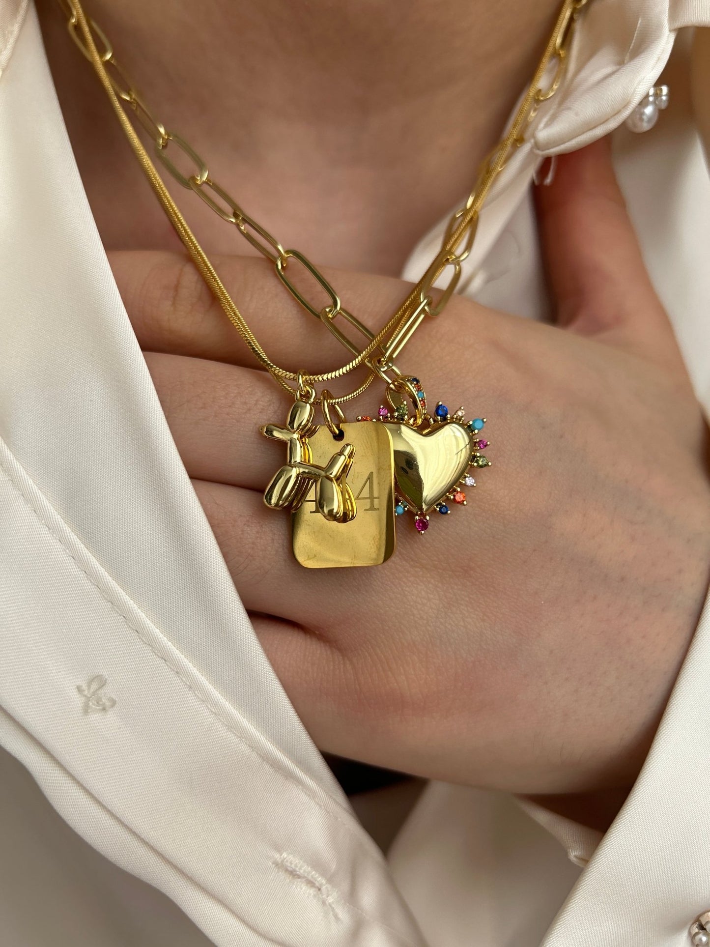 Exklusive Herz Halskette Louisa 14 Karat Vergoldung/ Gold Plated