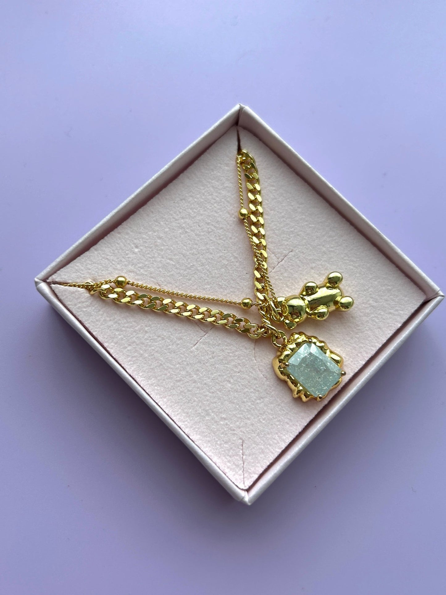 Charme Halskette Isabelle 14 Karat Vergoldung Blue/ Gold Plated