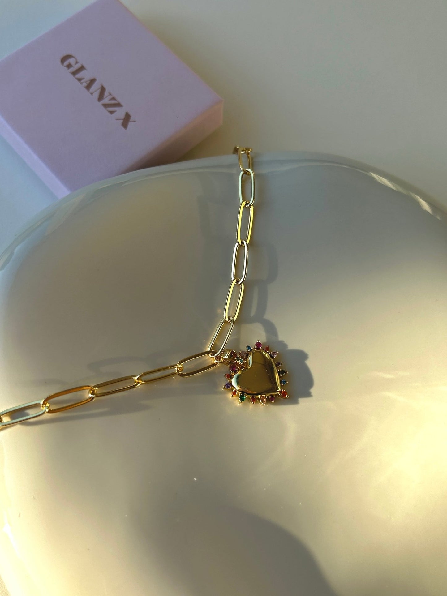Exklusive Herz Halskette Louisa 14 Karat Vergoldung/ Gold Plated