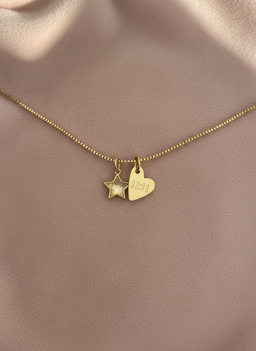 Golden Sign Halskette 11:11 - Edelstahl mit vergoldetem Engelszahl-Anhänger/ Golden Sign Necklace