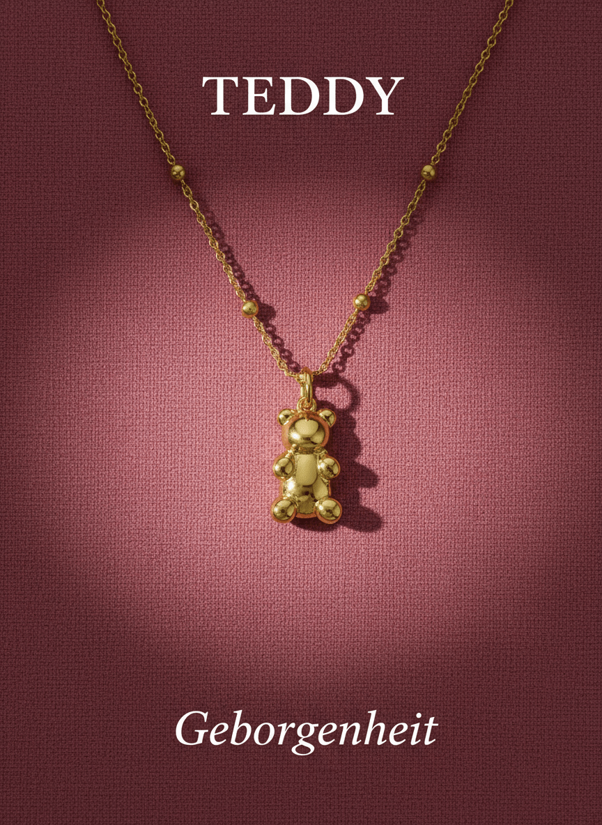 Exklusive Halskette mit dem Teddyanhänger 14 Karat Vergoldung/ Gold Plated