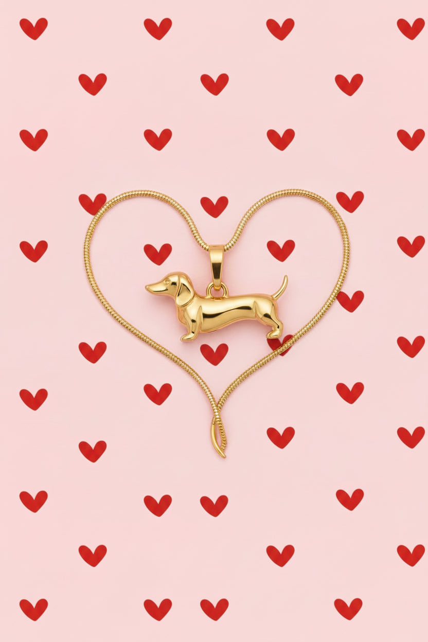 Charme Halskette Dackel 14 Karat Vergoldung/ Gold Plated Necklace