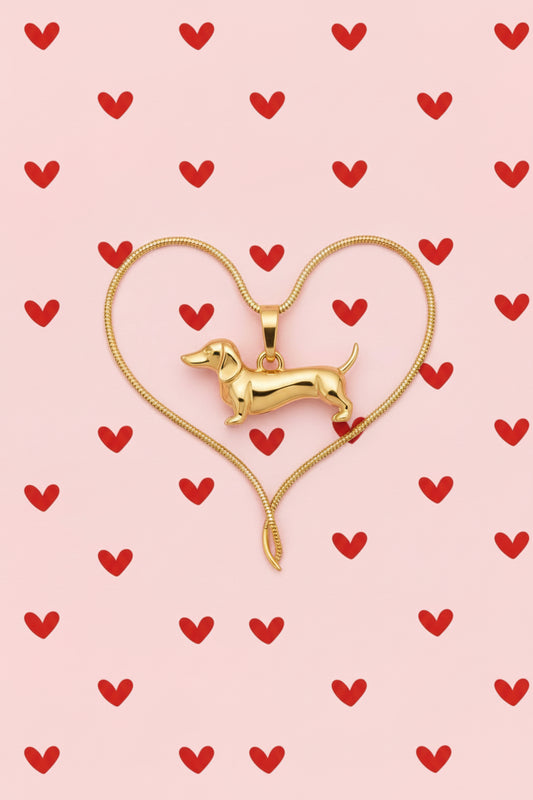 Charme Halskette Dackel 14 Karat Vergoldung/ Gold Plated Necklace