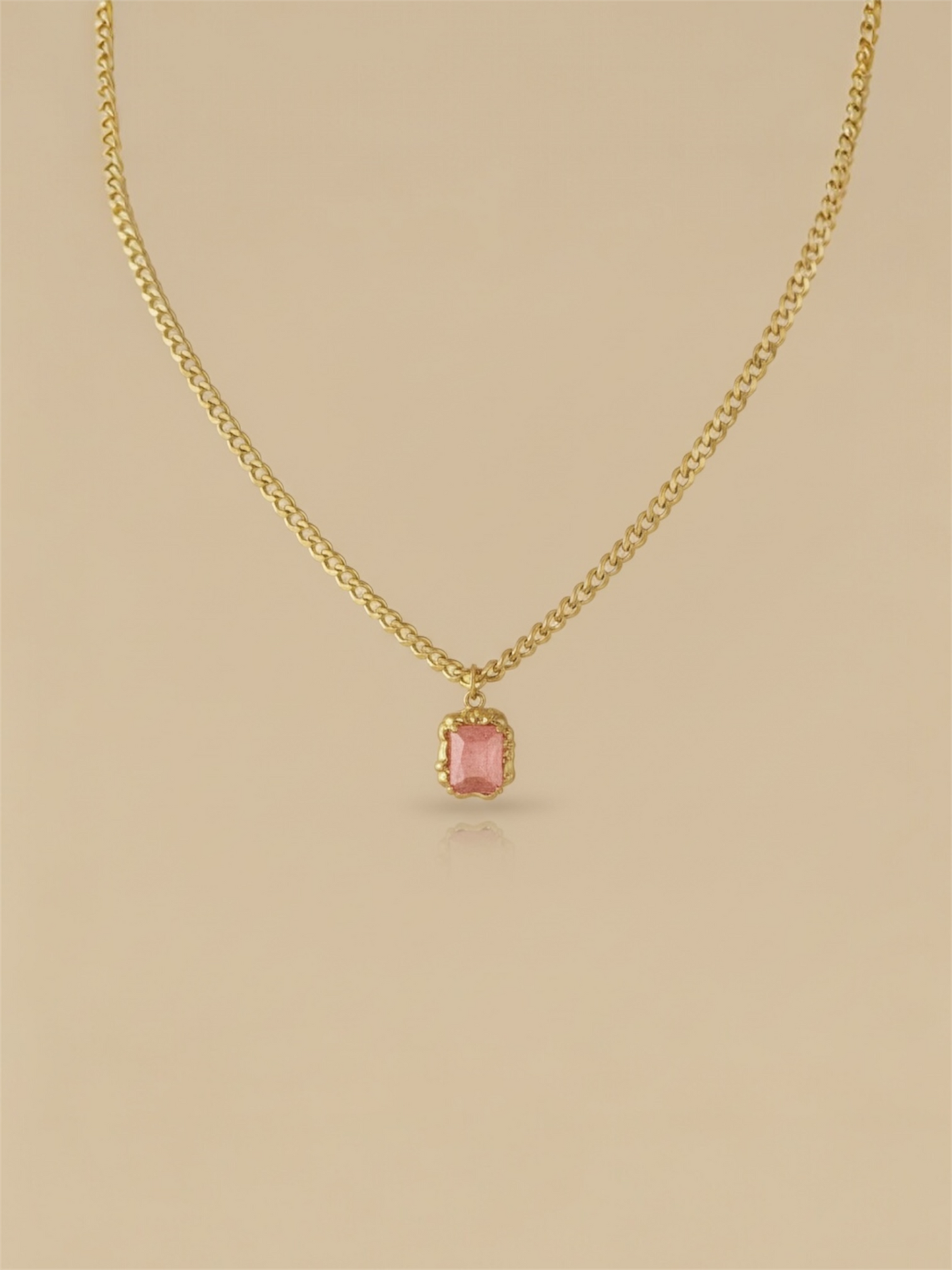 Charme Halskette Isabelle 14 Karat Vergoldung Pink/ Gold Plated