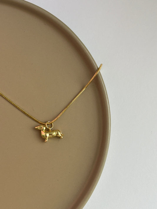 Charme Halskette Dackel 14 Karat Vergoldung/ Gold Platedo