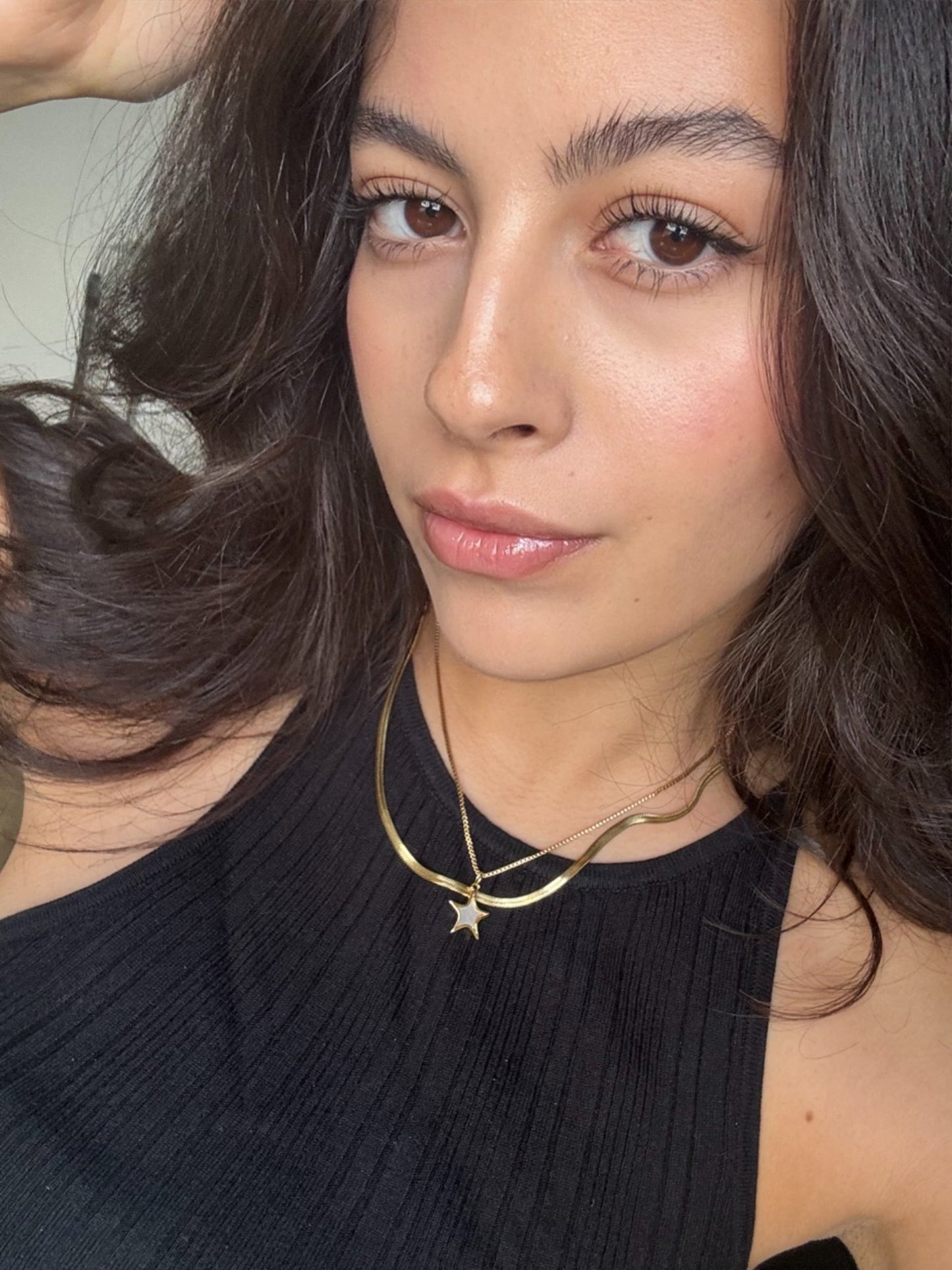 Edelstahl Halskette Helen mit vergoldetem Perlmutt-Stern