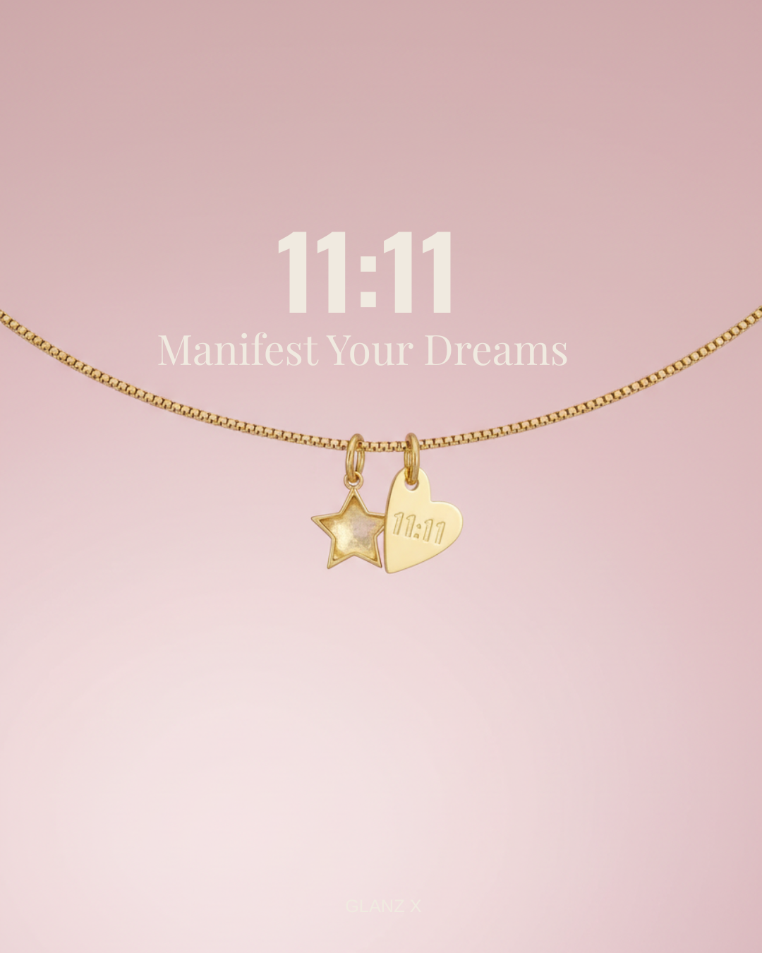 Golden Sign Halskette 11:11 - Edelstahl mit vergoldetem Engelszahl-Anhänger/ Golden Sign Necklace