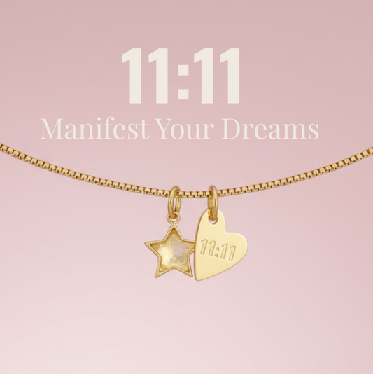 Golden Sign Halskette 11:11 - Edelstahl mit vergoldetem Engelszahl-Anhänger/ Golden Sign Necklace