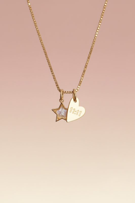 Golden Sign Halskette 11:11 - Edelstahl mit vergoldetem Engelszahl-Anhänger/ Golden Sign Necklace