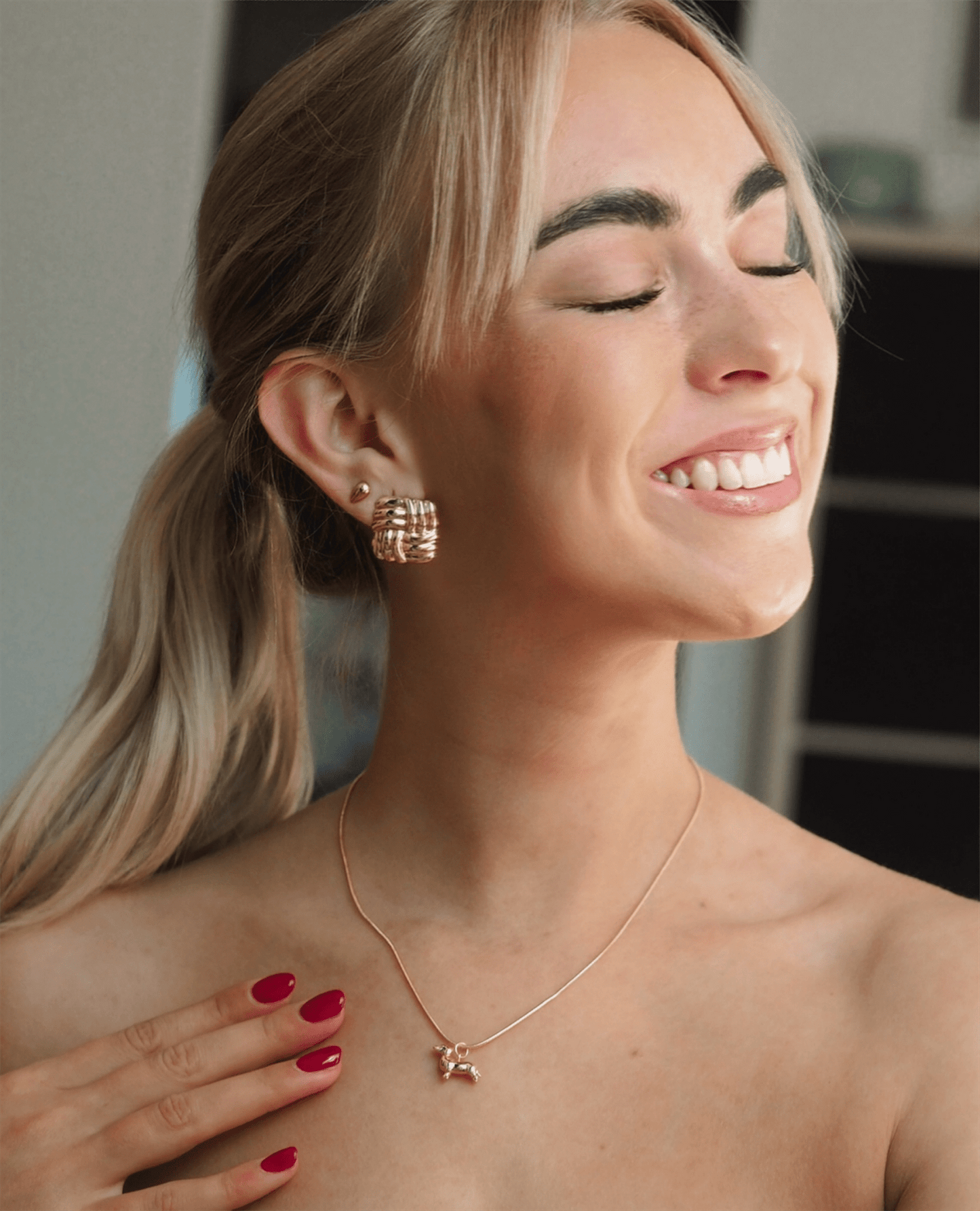 Charme Halskette Dackel 14 Karat Vergoldung/ Gold Plated